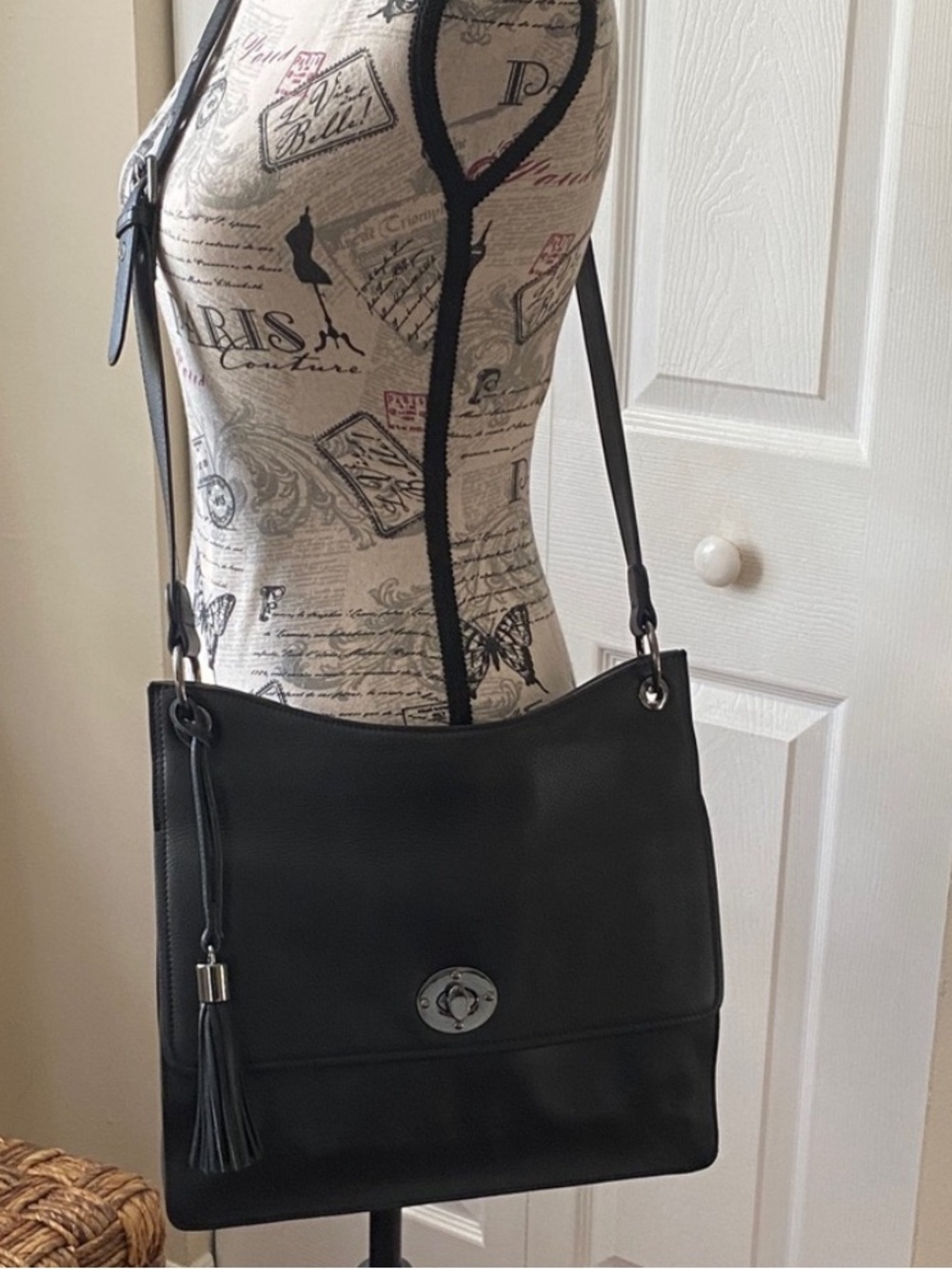 RACHEL Rachel Roy Black Leather-Look Crossbody with Tassel - Picture 3 of 11